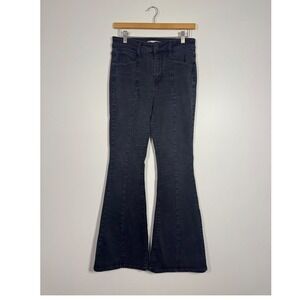 Retro SO Women 9/29 Flare Jeans Black High Rise Front Seam Detail Slim Fit
